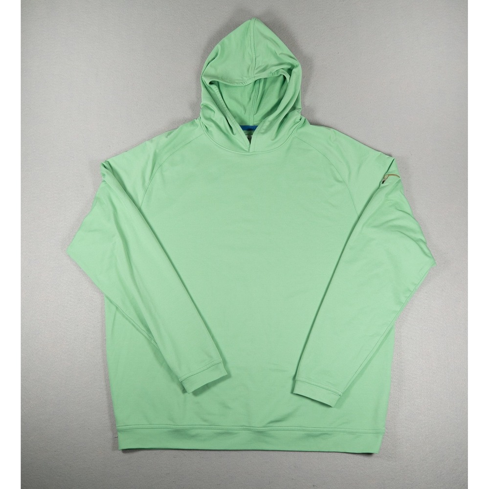 Peter Millar Mens Hoodie Bull Skull Logo Performance Green Large L